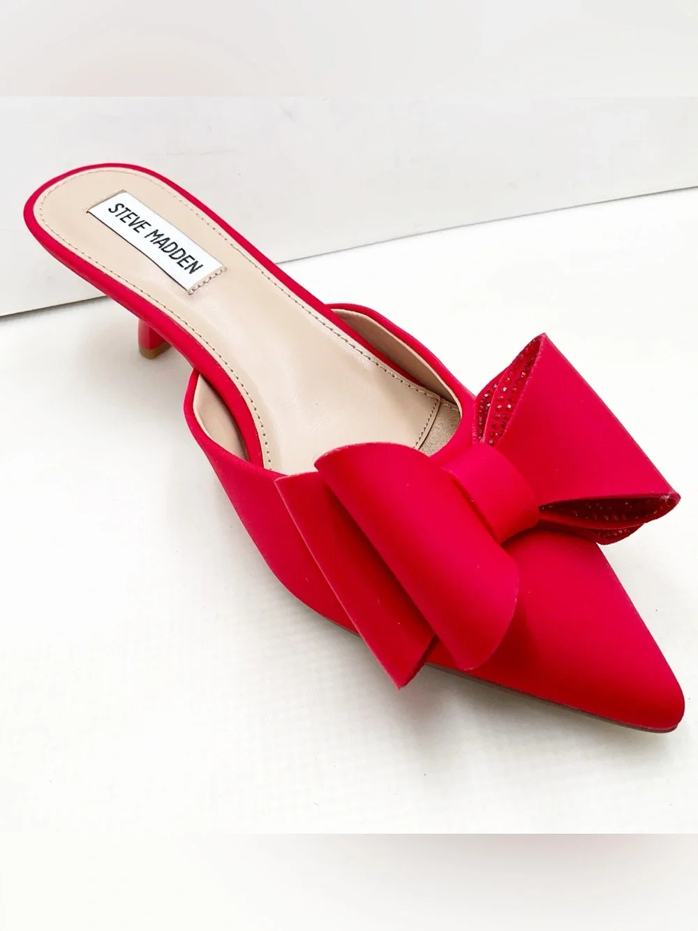 🆕{Steve Madden} Method Red Pointed-Toe Bow Mules - Picture 4 of 16